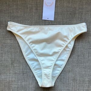 Hi-Cut Cream Textured Bikini Bottoms by Dippin' Daisy's White Cheeky L